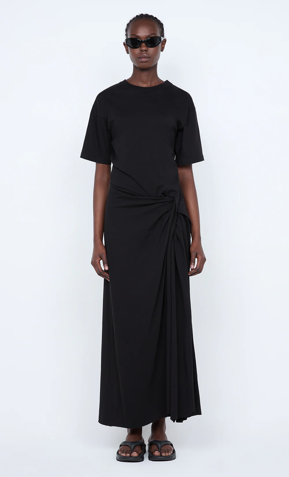 CYPRUS TWIST TEE DRESS - BLACK - Image 4