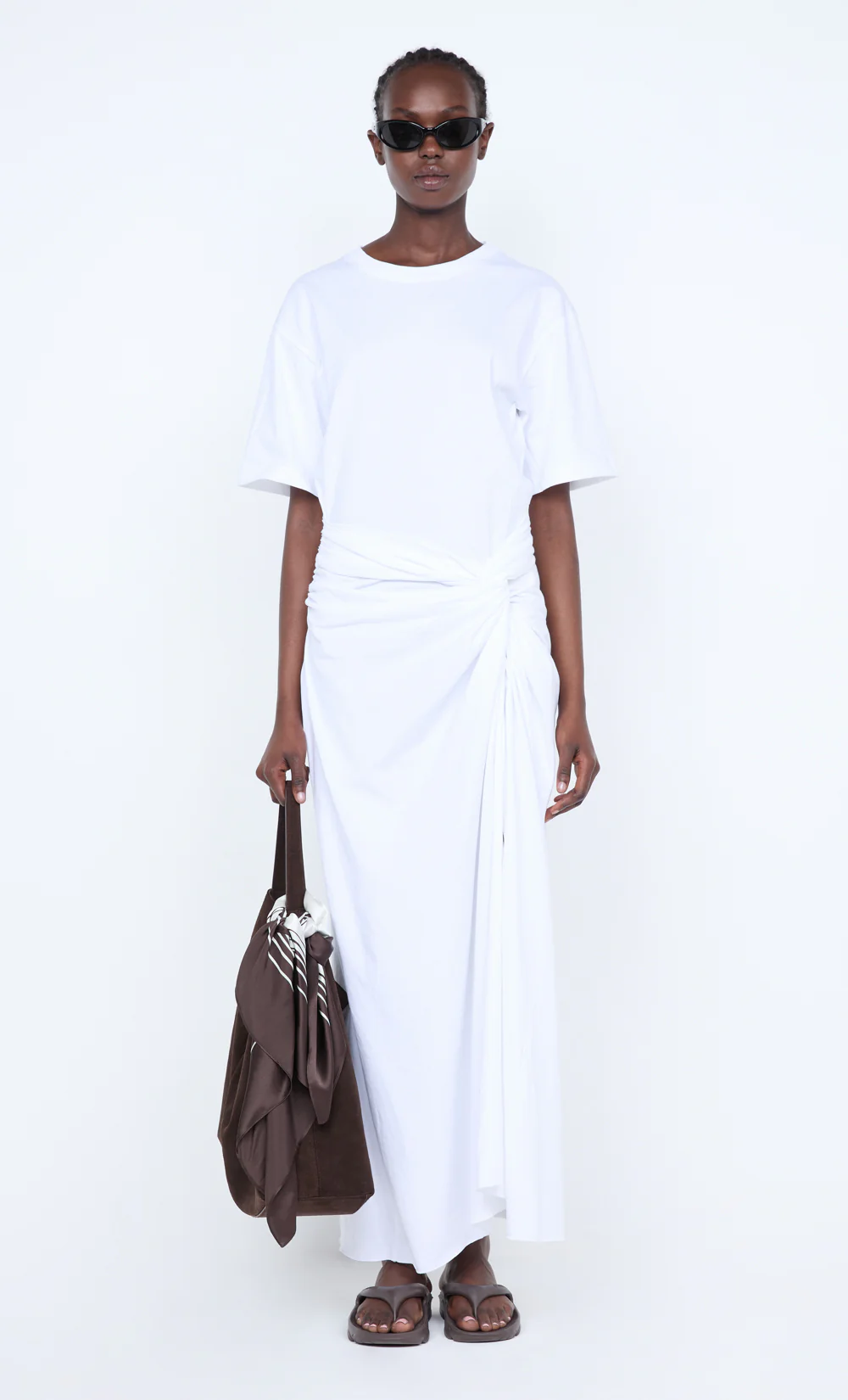 CYPRUS TWIST TEE DRESS - WHITE - Image 3