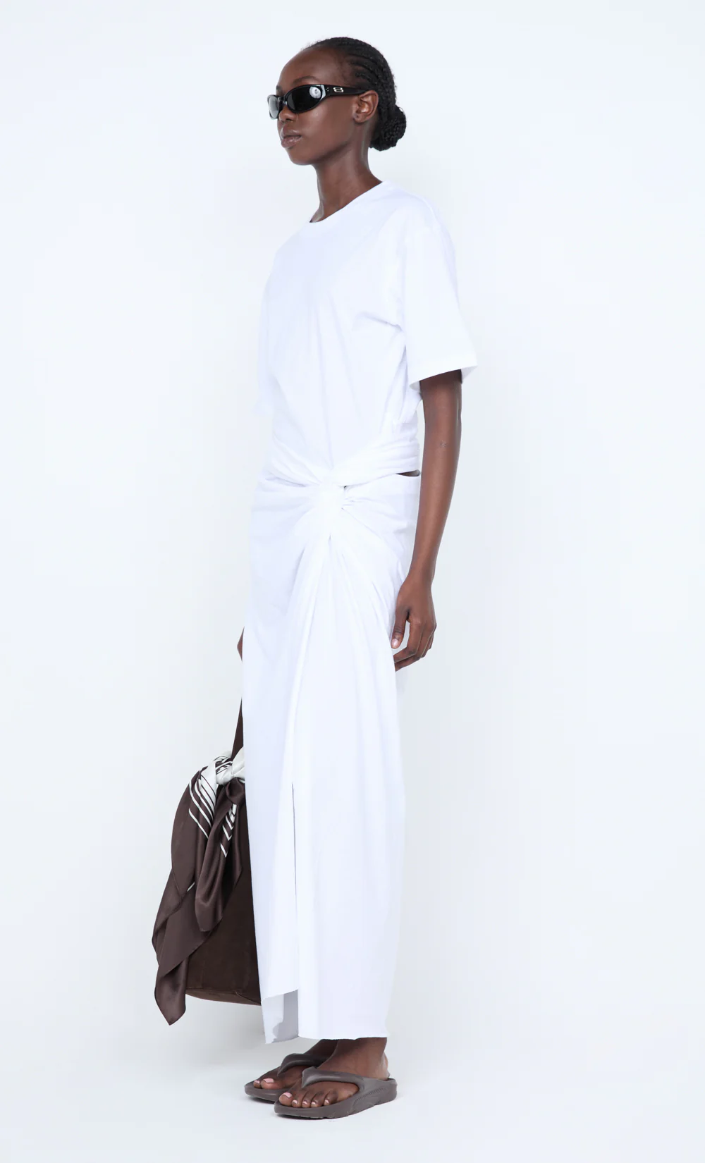 CYPRUS TWIST TEE DRESS - WHITE - Image 4