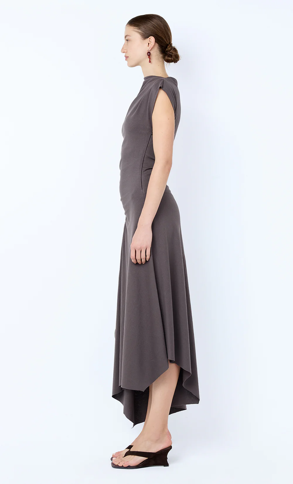 EMA ASYM DRESS - WASHED CHOC - Image 3
