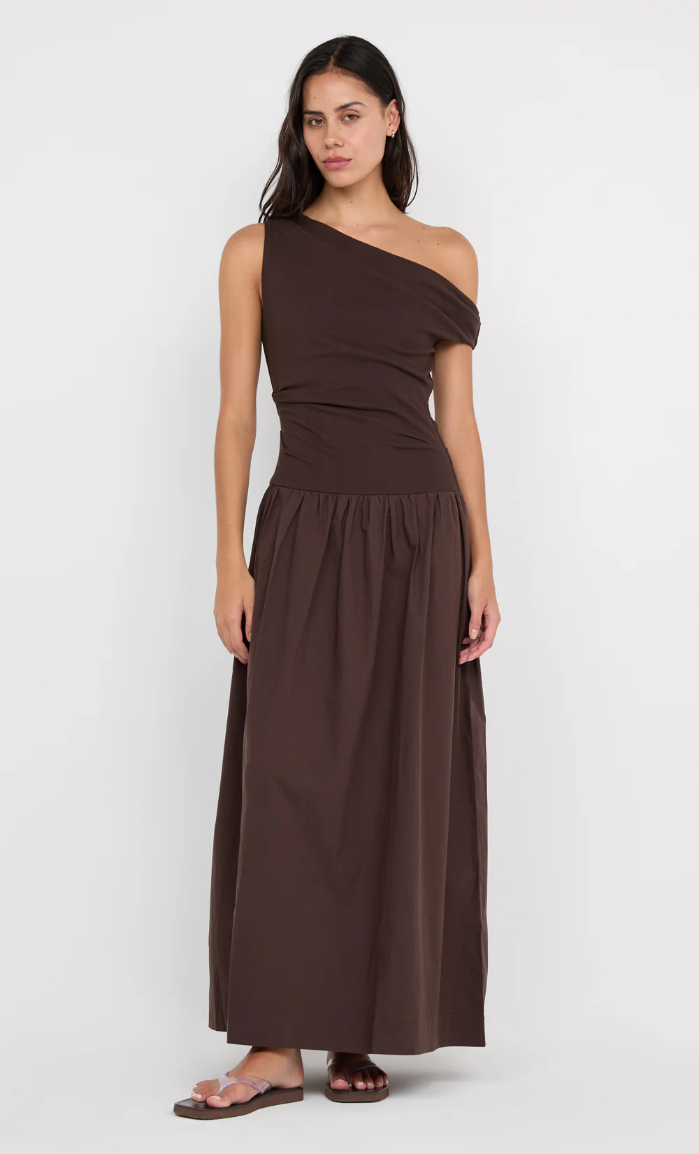 FREYA ASYM MAXI DRESS - DARK CHOCOLATE - Image 3