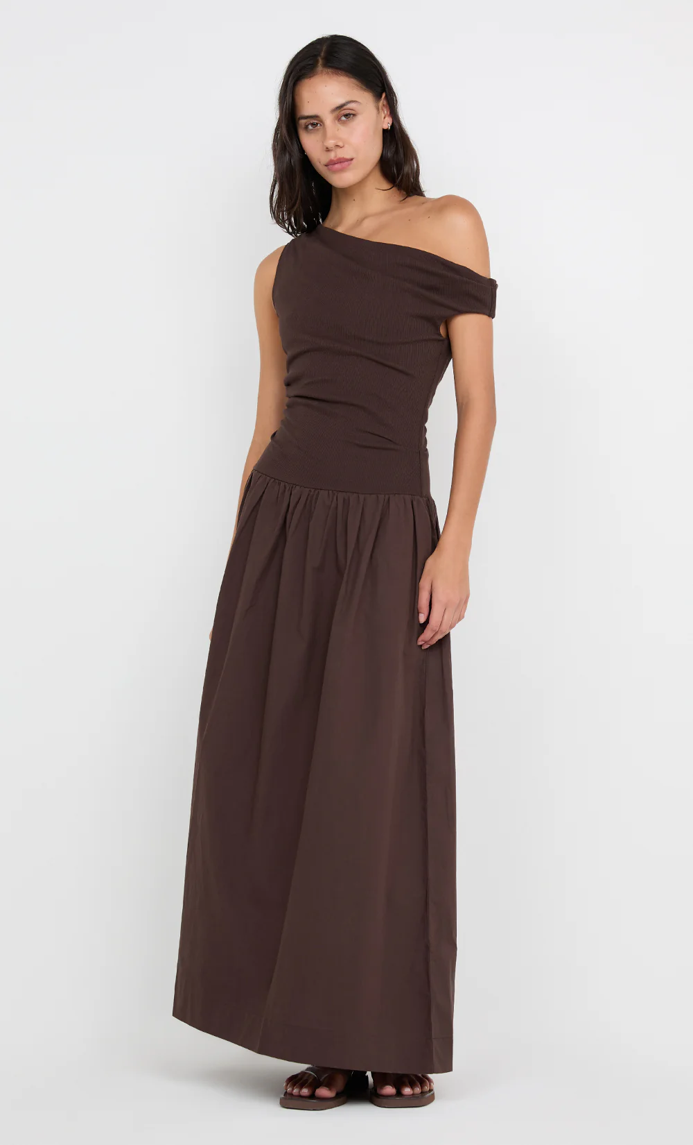 FREYA ASYM MAXI DRESS - DARK CHOCOLATE - Image 6