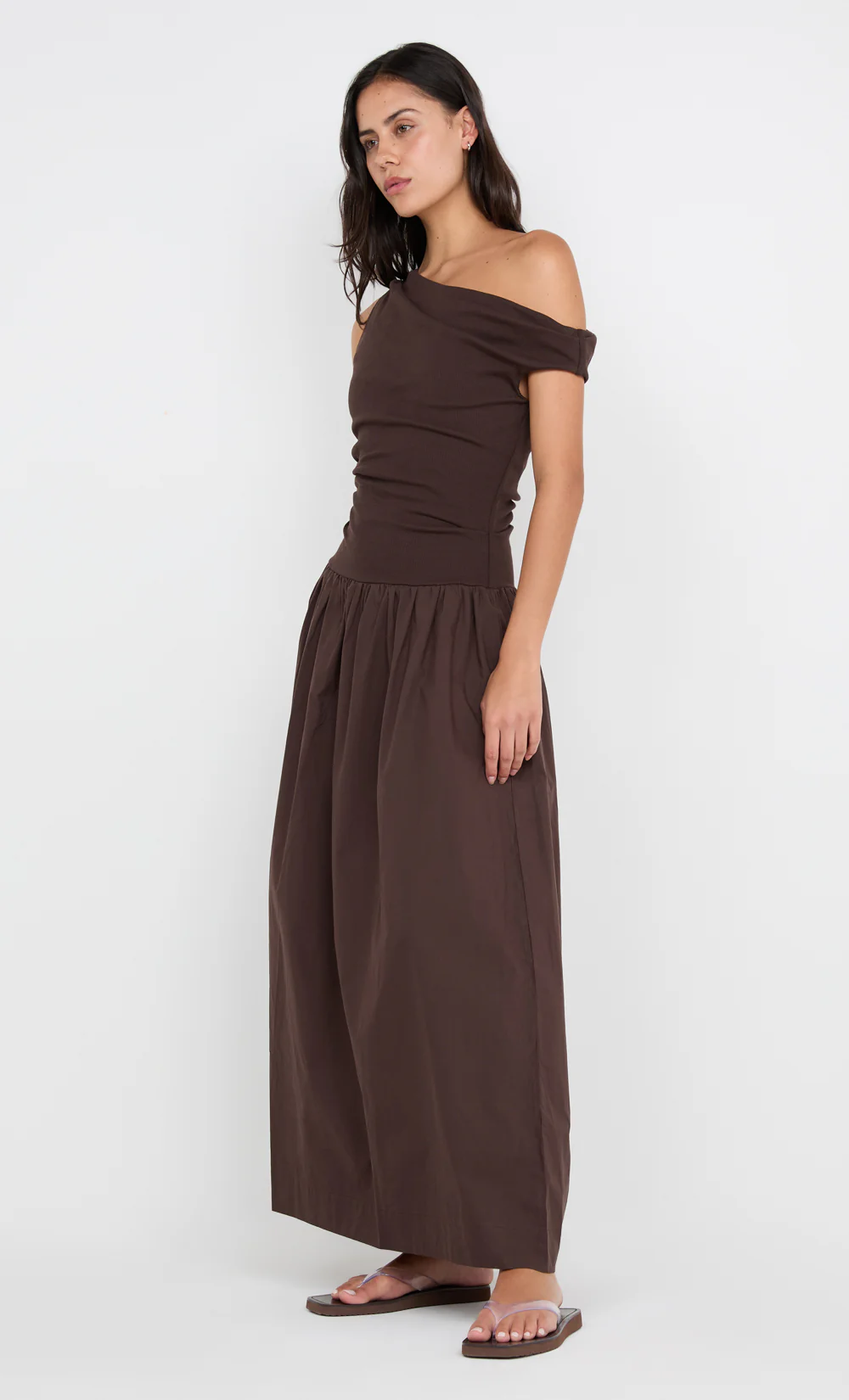 FREYA ASYM MAXI DRESS - DARK CHOCOLATE - Image 7
