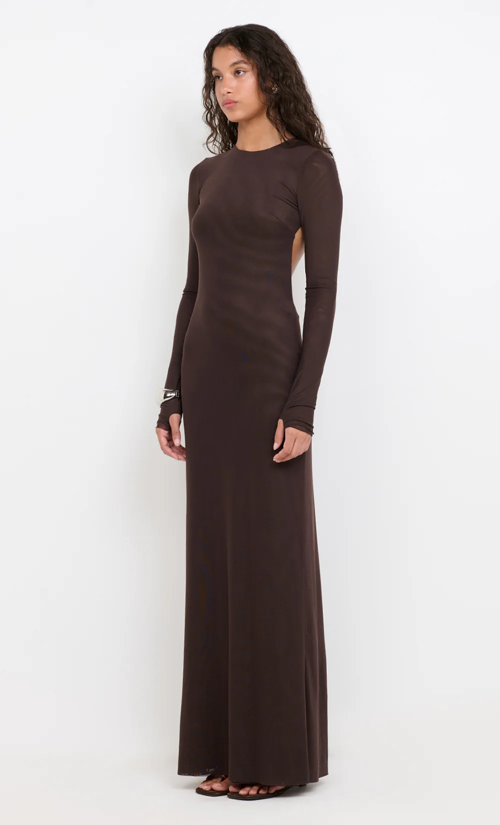 JUNIPER LONG SLEEVE MAXI DRESS - DARK CHOCOLATE - Image 3
