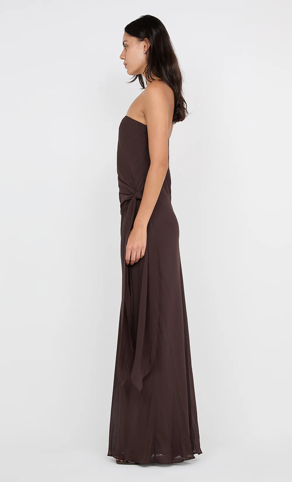 SONEVA STRAPLESS MAXI DRESS - DARK CHOCOLATE - Image 4